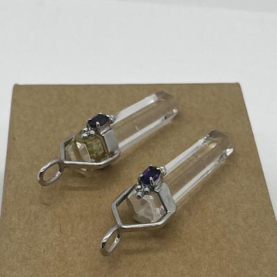 LOT 135: Two Amethyst and Quartz Crystal 925 Pendants