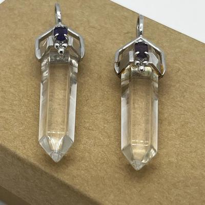 LOT 135: Two Amethyst and Quartz Crystal 925 Pendants