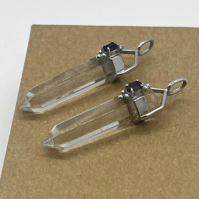 LOT 135: Two Amethyst and Quartz Crystal 925 Pendants