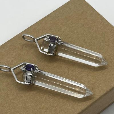 LOT 135: Two Amethyst and Quartz Crystal 925 Pendants