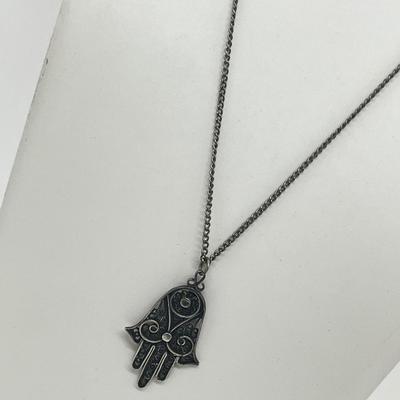 LOT 137: 925 Hamsa Necklace and Earrings Set