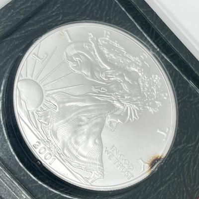 LOT 139: 2001 American Eagle Silver Dollar Coin - .999 Fine Silver - 31.101 grams