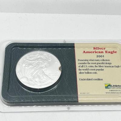 LOT 139: 2001 American Eagle Silver Dollar Coin - .999 Fine Silver - 31.101 grams