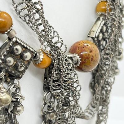 LOT 141: Vintage Yemini Tribal Necklace, Silvertone Twisted Necklace, Cloisonne and Glass Bangles and More!