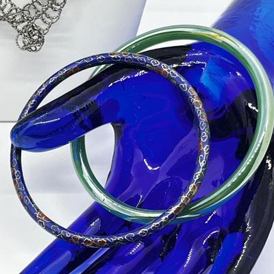 LOT 141: Vintage Yemini Tribal Necklace, Silvertone Twisted Necklace, Cloisonne and Glass Bangles and More!