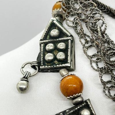 LOT 141: Vintage Yemini Tribal Necklace, Silvertone Twisted Necklace, Cloisonne and Glass Bangles and More!