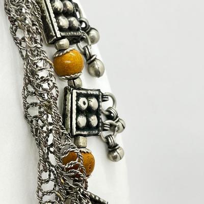 LOT 141: Vintage Yemini Tribal Necklace, Silvertone Twisted Necklace, Cloisonne and Glass Bangles and More!