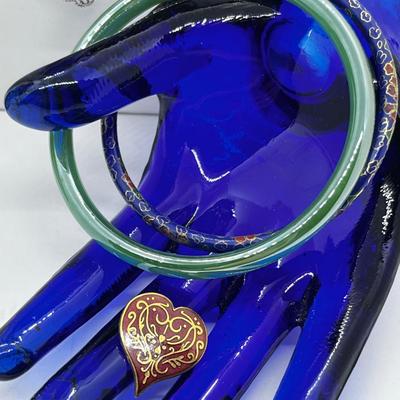 LOT 141: Vintage Yemini Tribal Necklace, Silvertone Twisted Necklace, Cloisonne and Glass Bangles and More!