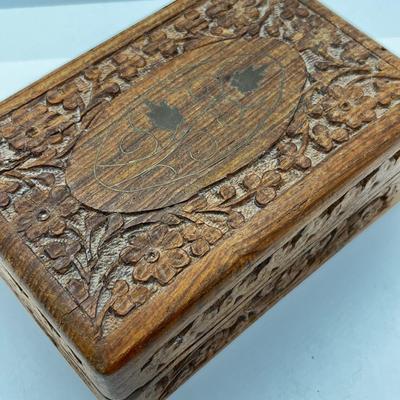 LOT 145: Artisan Brooch/Pin Collection With Unique Carved Wooden Box