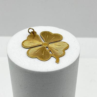 LOT 156: Lucky You! 14K Gold (Acid Tested) Lucky Four-Leaf Clover Pendant - 4 Grams