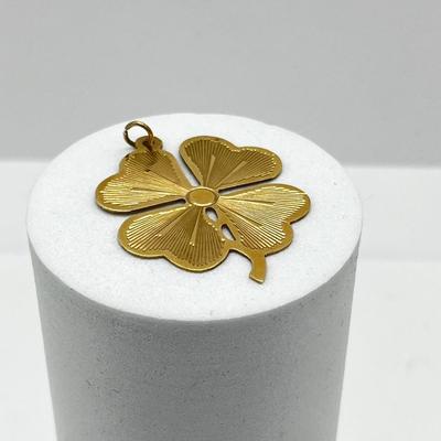 LOT 156: Lucky You! 14K Gold (Acid Tested) Lucky Four-Leaf Clover Pendant - 4 Grams