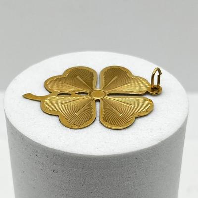 LOT 156: Lucky You! 14K Gold (Acid Tested) Lucky Four-Leaf Clover Pendant - 4 Grams