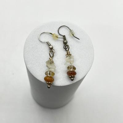 LOT 164: Freshwater Pearl & Quarts 17" Necklace and Matching Earrings, Malachite and Coral 19" Necklace and JAde Bead...