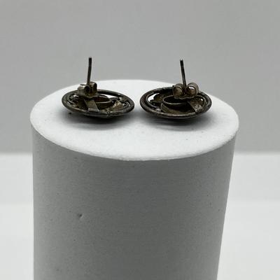 LOT 170: Vintage Sterling Silver and Garnet Art Nouveau Pierced Earrings
