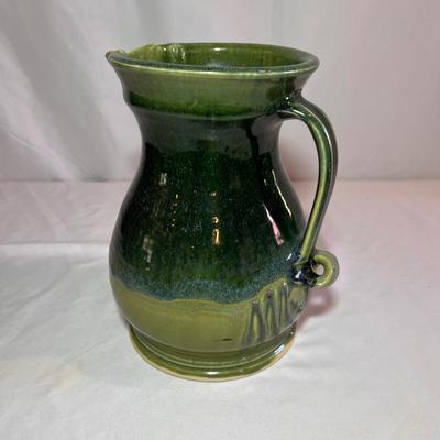 Kline Signed Large Green Luster Pitcher (D-RG)
