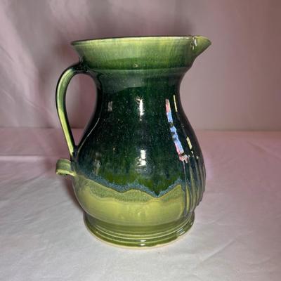 Kline Signed Large Green Luster Pitcher (D-RG)