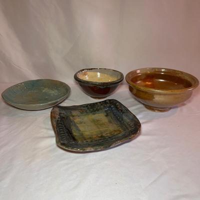 Lustrous Signed Pottery Bowls (D-RG)