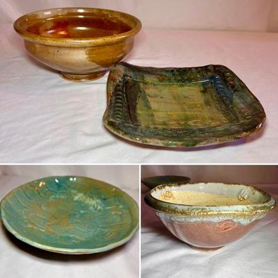 Lustrous Signed Pottery Bowls (D-RG)