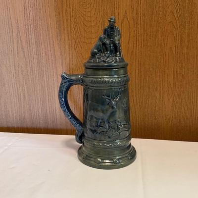 Large Blue Green Ceramic Stein