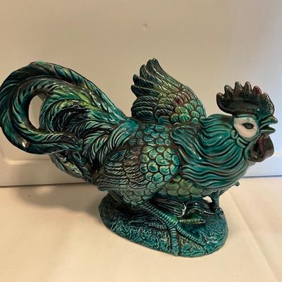 Vintage Enesco Turquoise Rooster # E-8259