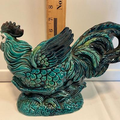 Vintage Enesco Turquoise Rooster # E-8259