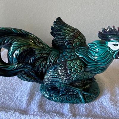Vintage Enesco Turquoise Rooster # E-8259