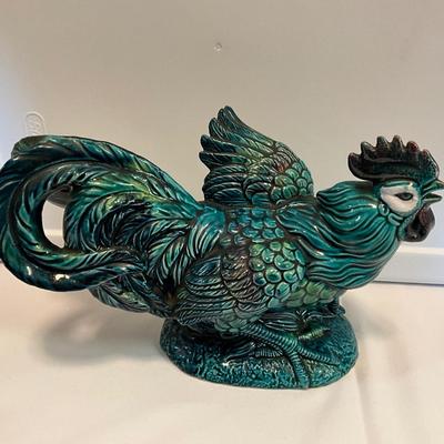 Vintage Enesco Turquoise Rooster # E-8259