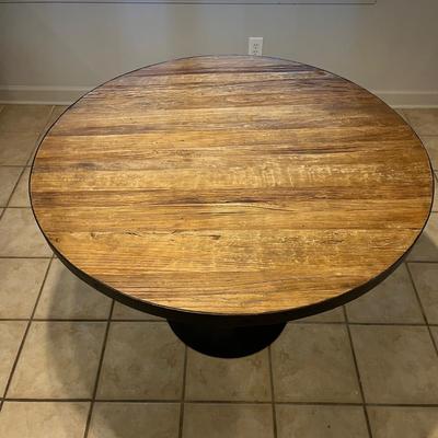 Restoration Hardware Pedestal Wood & Metal Table (K-MG)