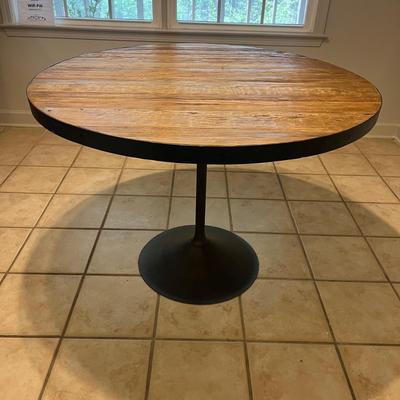 Restoration Hardware Pedestal Wood & Metal Table (K-MG)