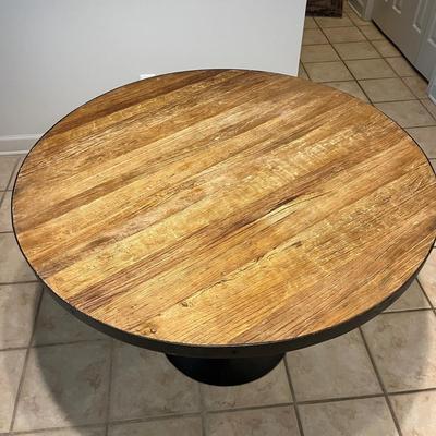 Restoration Hardware Pedestal Wood & Metal Table (K-MG)