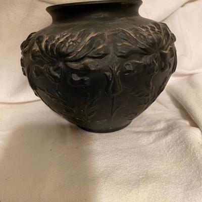 Antique Tiffin Black Satin Round Vase