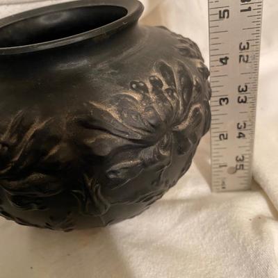 Antique Tiffin Black Satin Round Vase
