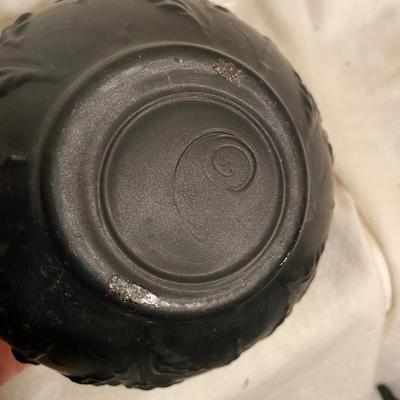 Antique Tiffin Black Satin Round Vase