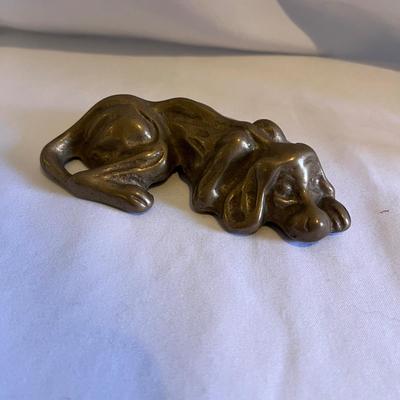 Two Piece Brass Egg With Enamel Detailing & Brass Dog (LR-MG)
