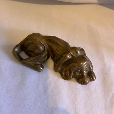 Two Piece Brass Egg With Enamel Detailing & Brass Dog (LR-MG)
