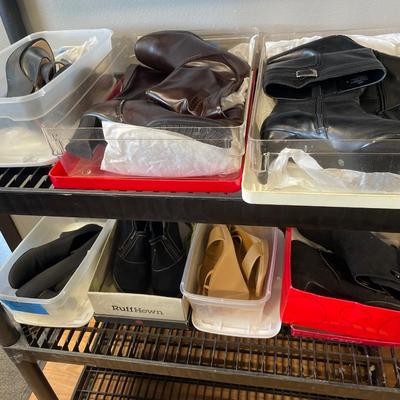 Mostly black shoes and boots