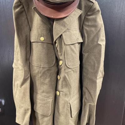 Dark green military jacket and hat