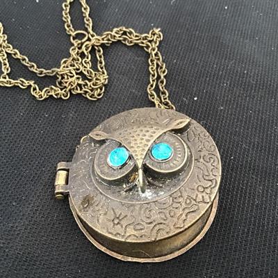 Owl Locket Costume Necklace