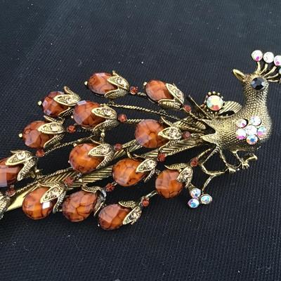 Large Peacock Barrette