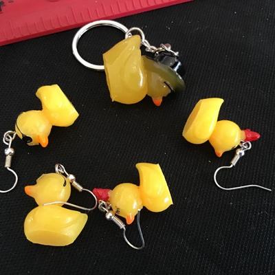 Rubber Ducky Earrings and Key Chain