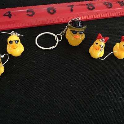 Rubber Ducky Earrings and Key Chain