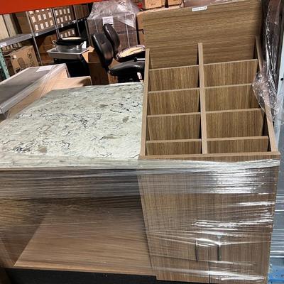 Marble Top Retail Counter with Attached Slotted Display Choice A