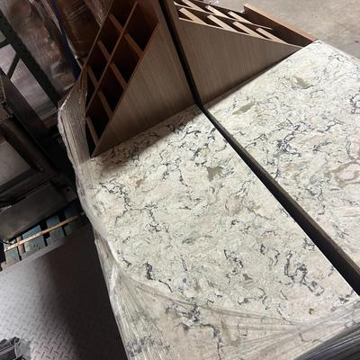 Marble Top Retail Counter with Attached Slotted Display Choice A
