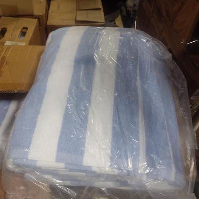Commercial Bath Towels New in Package Blue Stripe 2doz.total