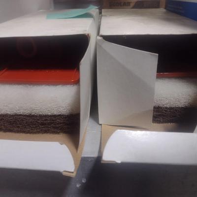 Collection of Commercial Cleaning Supplies Includes Scrub Pads, Deck Brushes and Solutions