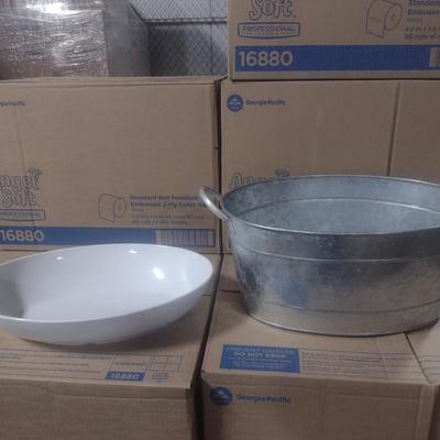 Galvanized Snack Bucket and Melamine Serving Bowl