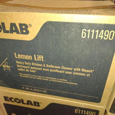 Set of 2 Boxes Ecolab Lemon Lift Heavy Duty Kitchen and Bathroom Cleaner with Bleach 12-20 oz New in Box