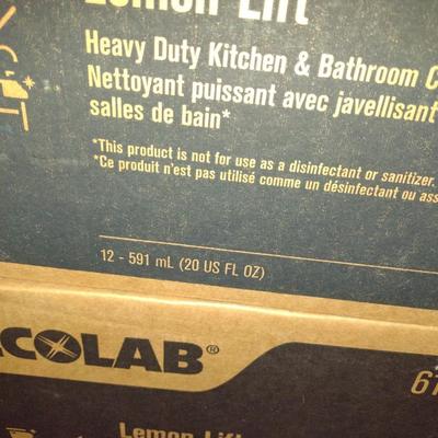 Set of 2 Boxes Ecolab Lemon Lift Heavy Duty Kitchen and Bathroom Cleaner with Bleach 12-20 oz New in Box