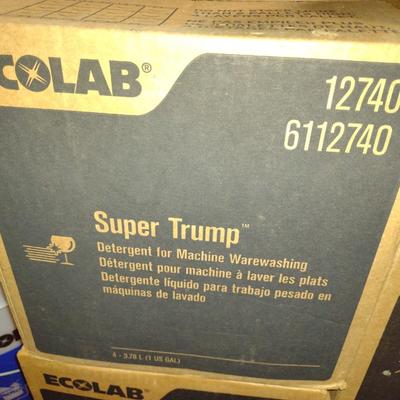 Set of 2 Boxes Ecolab Super Trump Warewashing Detergent 1-2.5 Gallon New in Box