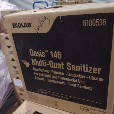 Set of 2 Boxes Ecolab Oasis 146 Multi-Quat Sanitizer Deodorizer Sanitizer 1-2.5 Gallons New in Box